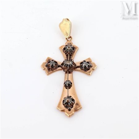 Pendentif en or jaune 18k (750 millièmes) et argent (800 millièmes) figurant...