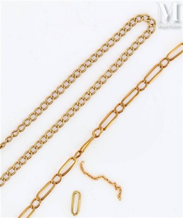 Lot Lot en or jaune 18k (750 millièmes) comprenant un bracelet formé d'une...