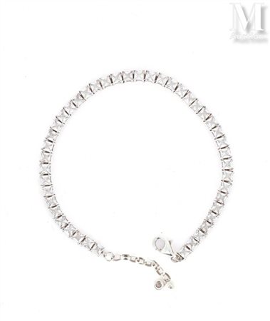 Bracelet rivière Bracelet en argent (800 millièmes) serti de pierres blanches...