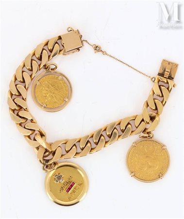 Gourmette Bracelet formé d'une maille gourmette en or jaune 18k (750...