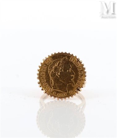 Bague pièce Bague en or jaune 18k (750 millièmes) sertie d'une pièce de 10F...