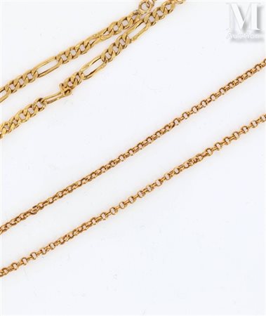 Chaîne et gourmette Chaîne de cou formée d'une maille forçat double et un...