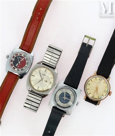 Lot de montres Ensemble de 4 montres vintage en acier comprenant: - KELTON,...