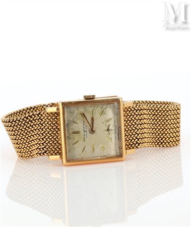 Montre or jaune Montre en or jaune 18k (760 millièmes). Cadran carré fond...