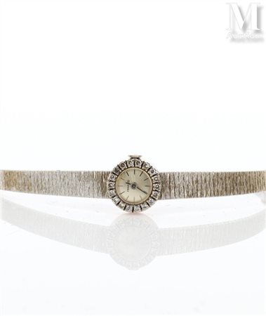 Montre de dame Montre de dame en or blanc 18k (750 millièmes). Cadran fond...