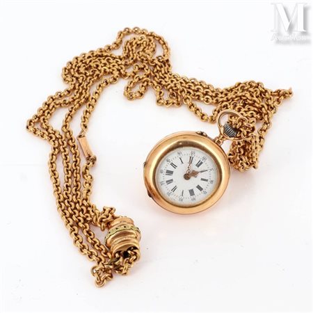 Chaîne et montre de col Ensemble en or jaune 18k (750 millièmes) comprenant...