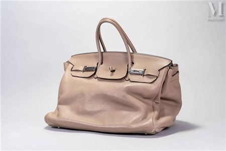 HERMÈS Birkin Sac Birkin 40cm retourné en veau togo gris tourterelle....