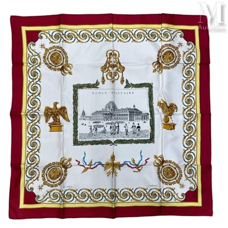 LR Paris Foulard LR Paris motif "École militaire", en twill de soie roulottée...