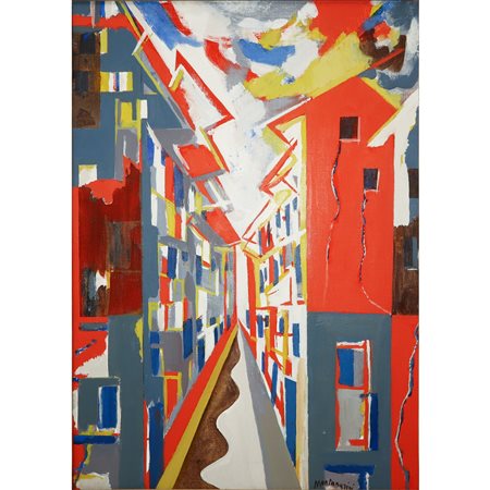 Luigi Montanarini (Firenze 1906 - Roma 1998)  - Viale con case