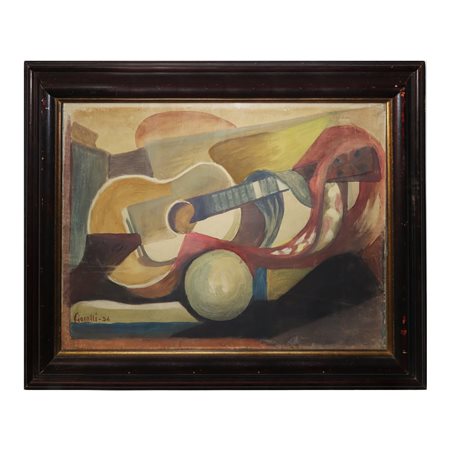 Arturo Ciacelli (Amara 1883 - 1966)  - Natura morta con chitarra, 1934