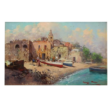 Giuseppe Tesa (XX Sec.)  - Marina con barche