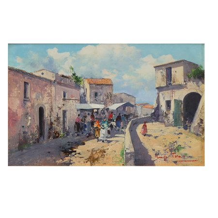 Giuseppe Tesa (XX Sec.)  - Gente al mercato