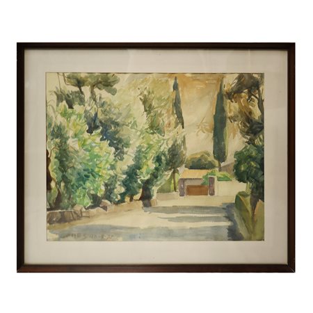 Carmelo Comes (Catania 1905 - Catania 1988)  - Strada con alberi, 10-9-71