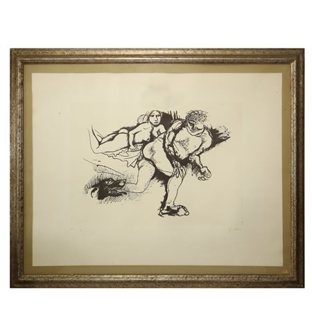 Renato Guttuso (Bagheria 1911 - Roma 1987)  - Amanti, prova d'autore, 1987