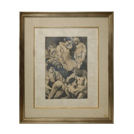 Ugo Attardi (Genova 1923 - Roma 2006)  - Nudi, 1973