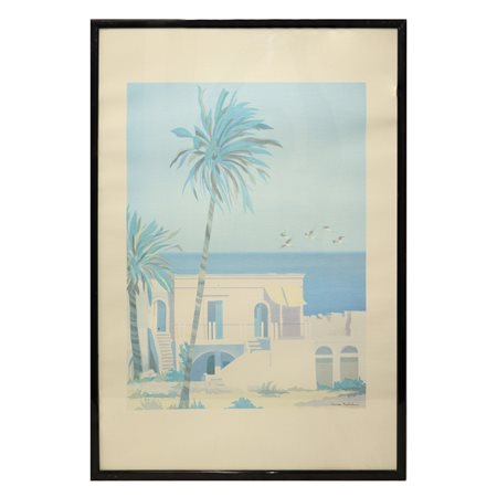 Anna  Rabolini (XX secolo)  - Villa con palme sul mare