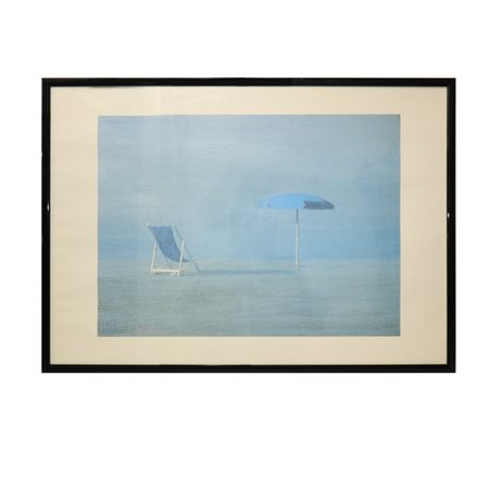 Walter  Lazzaro (Roma 1914 - Milano 1989)  - Ombrellone e sdraio sul mare