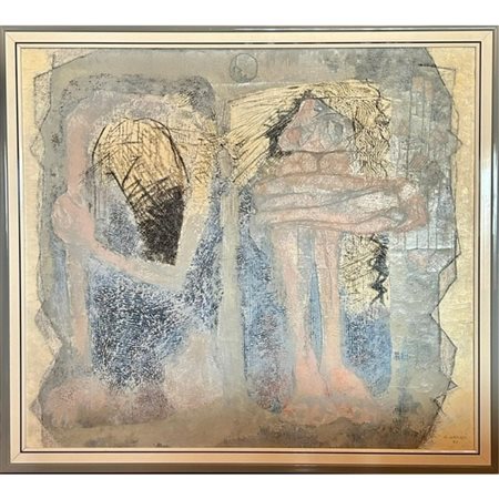 Carlo Girardi, Figure (1987), cm 90x102, tecnica mista su tela. L’opera è...