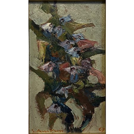 Elmo Ambrosi (1967), Vaso di fiori, olio su masonite, cm 11x16. Con cornice...