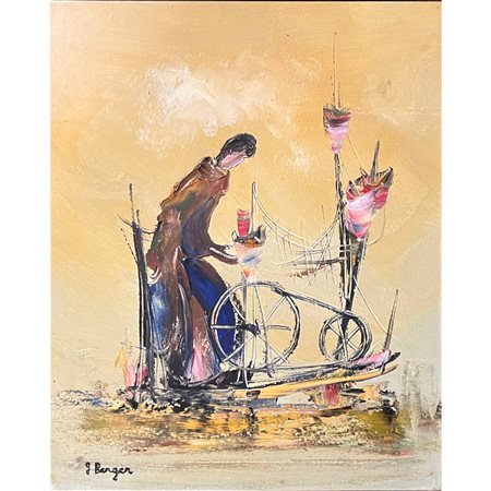 Georges Berger, senza titolo, olio su tela 49x40 in cornice