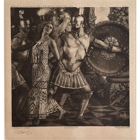 Luigi Ratini (1927), incisione dall'Eneide "Cassandra", Libro II - Tavola II,...