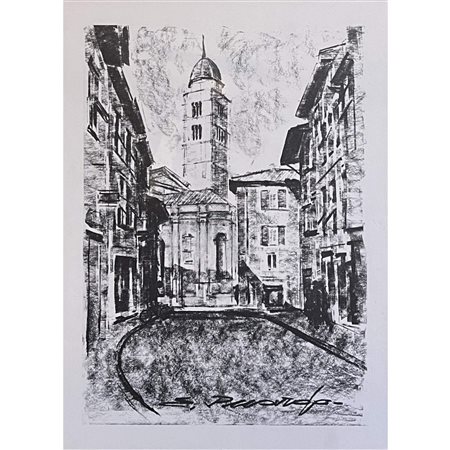 Ernesto Piccardo, Via San Vigilio a Trento, cm 29x21, in cornice