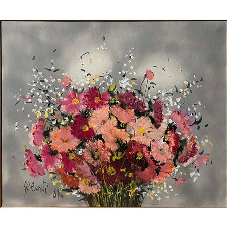 Germano Alberti, Vaso di fiori (1987), olio su tela 40x50 in cornice 54x74