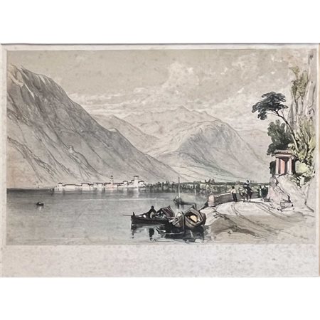 James Duffield Harding (1834), Riva del Garda, litografia a colori, cm...