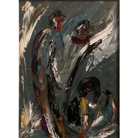 Elio Giori , Senza titolo, olio su tavola, 40x28 in cornice 58x46