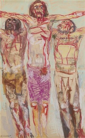 FAUSTO PIRANDELLO "Cristo fra i ladroni" 1965 ca.
pastelli a cera su carta
cm 44