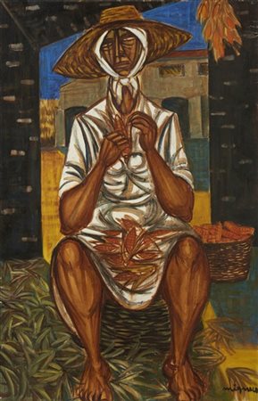 Giuseppe Migneco "Senza titolo" 
olio su tela
cm 90,5x59,5
Firmato in basso a de