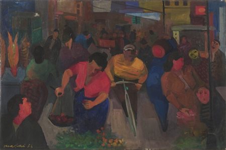 Mario Mafai "La strada" 1952
olio su tela
cm 69x104
Firmato e datato 52 in basso