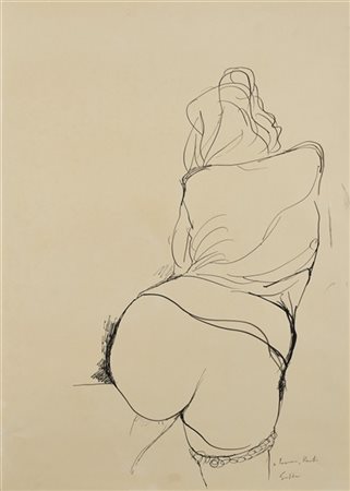 Renato Guttuso "Figura di donna distesa di schiena" china su cartacm 70x49,8F