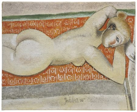 Franco Gentilini "Nudo chiaro" 1956
olio su tela sabbiata
cm 82x100,5
Firmato e