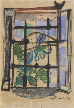 GIUSEPPE SANTOMASO "Senza titolo" 1949
tecnica mista su carta
cm 52x35
Firmato e