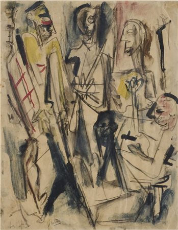 Emilio Vedova "La spia" prima metà anni '40
carboncino e colori a tempera su car