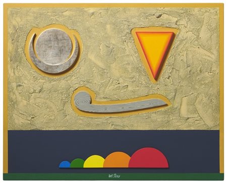 LUCIO DEL PEZZO "Senza titolo" 
collages, sabbia, acrilico, oro bianco in foglia