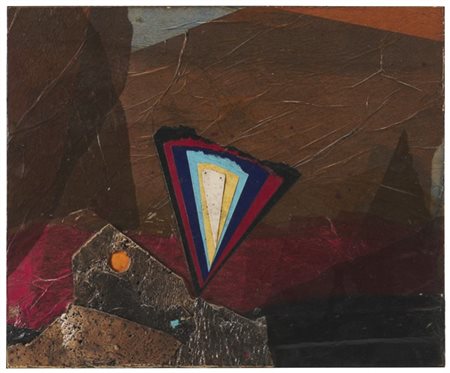 Roberto Crippa "Meteorite" 1971
tecnica mista, sughero e collage su tavola
cm 38