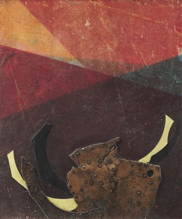 Roberto Crippa "Senza titolo" 
tecnica mista, sughero e collage su tavola
cm 65x