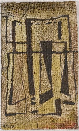 Mario Radice "Composizione T.B.5" 1959
olio su tela di juta
cm 16x10
Firmato in