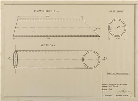 Bernar Venet  "Tube n° 100/15/45/550" 1966
