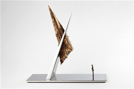 Arnaldo Pomodoro "Frecce al cielo" 2006
bronzo e acciaio
cm 24x24x11
Firmato, da