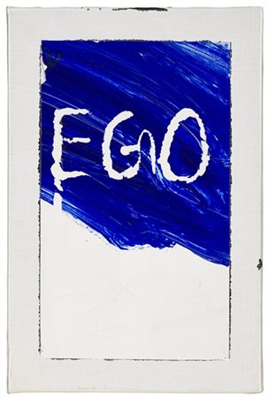 Mario Schifano "Ego" 1997
smalto e collage su tela
cm 30x20
Firmato al retro

Pr