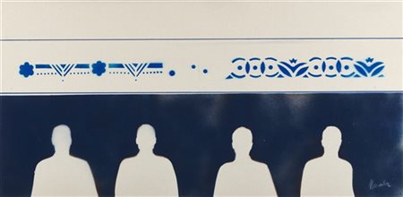 Renato Mambor "Turisti" anni '70spray e tecnica mista su cartonecm 50x100Firm