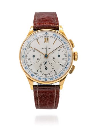Zenith - Orologio cronografo tricompass in oro mm 35,5 Anni '50 Oro giallo...