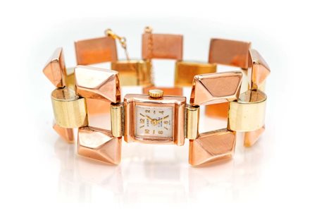 Herna - Orologio da polso a carrarmato in oro Misura cassa mm. 14x26,5. Veste...