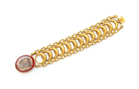 Bracciale antico in oro e micromosaico Lunghezza cm 17,5 Prima metà del XIX...