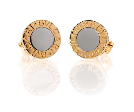 Bulgari, orecchini in oro e acciaio Diametro mm. 15 Oro giallo 750/000,...