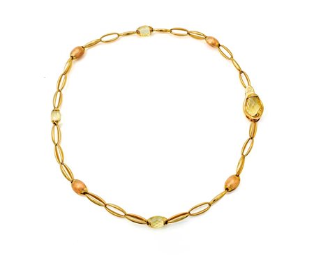 Chimento collana in oro e quarzi Lunghezza cm 56 Oro giallo e rosa 750/000....
