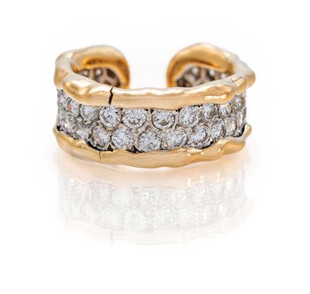 Van Cleef & Arpels raro anello a fascia in oro e brillanti Misura 11 Oro...